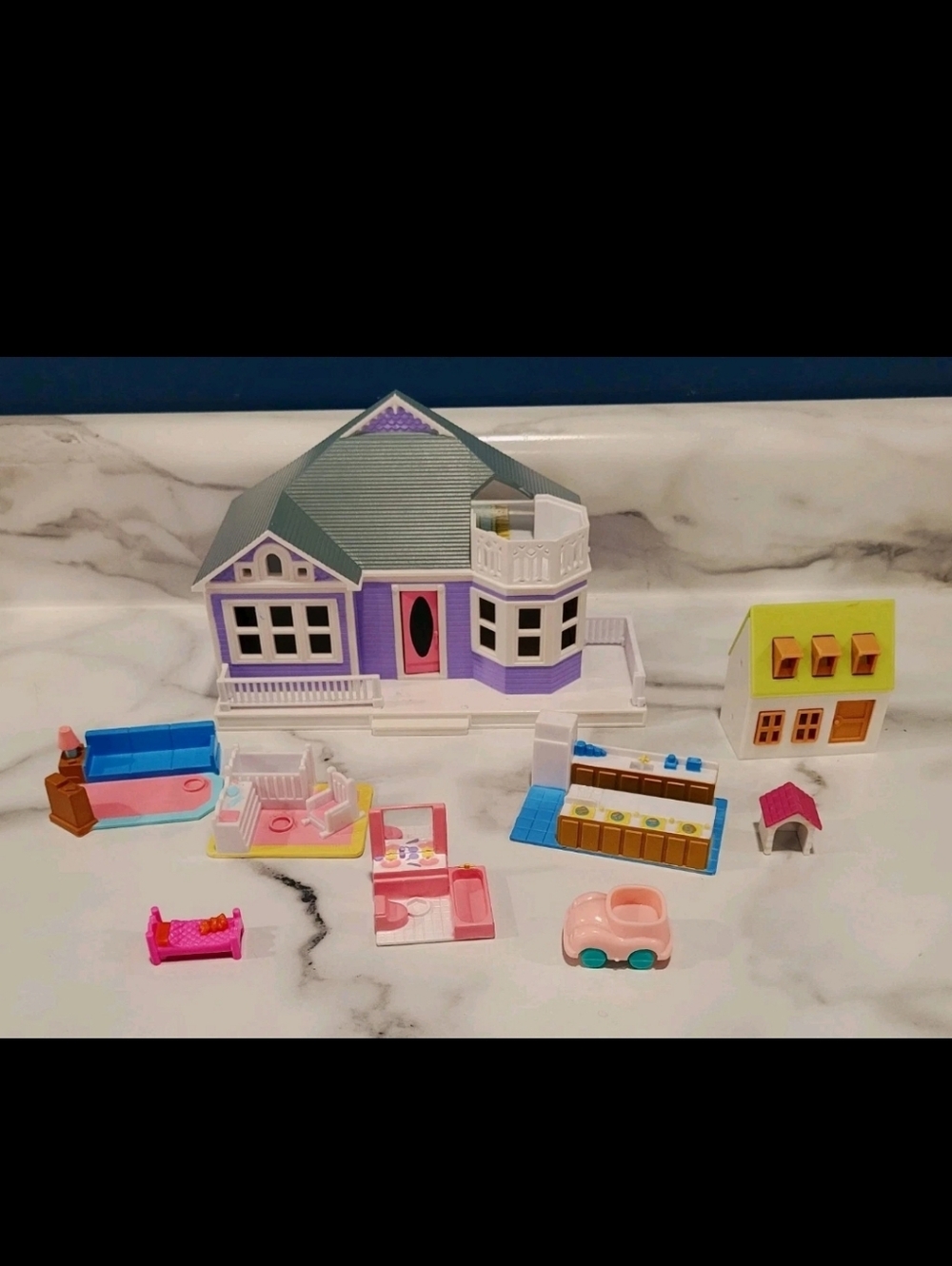 Galoob My Pretty Dollhouse 1994 Purple House w Furniture Lot Vintage Preowned